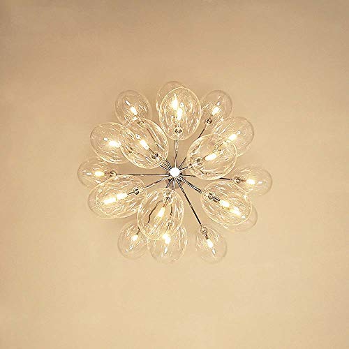 Yang1Mn Creative Gold Plated Wrought Iron Grape String Glass Bubble Ball Restaurant Living Room Chandelier Lamps 15 G4 #TOP3