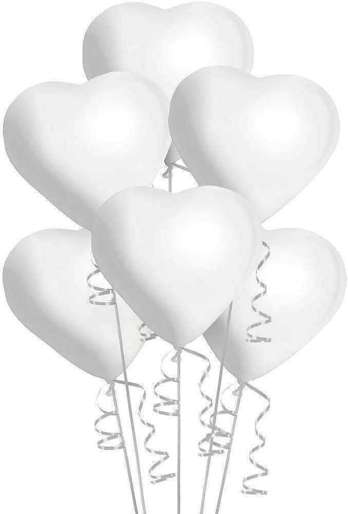White/Red Latex Heart Shape Helium Balloons for Valentine, Anniversary, Wedding, Engagement, Birthday Party Decorations, 5pcs-100pcs, 25pcs
