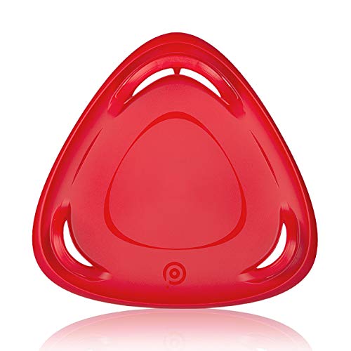 Gizmo Riders Meteor Snow Sled- Multi-Purpose Sit or Kneel Saucer Sled Built for Speed with Raised Safety Handles for Maximum Steering Control, Up to 200lbs, Snow Sled for Kids 3 and up (Red, 24 Inch)