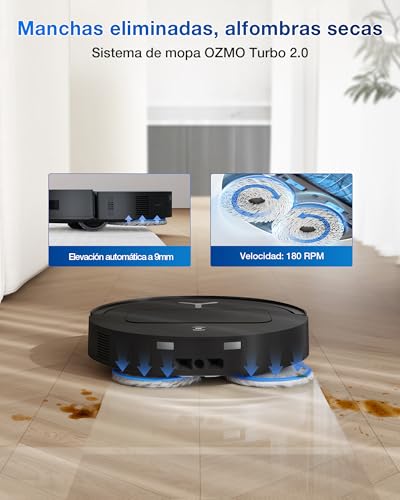 ECOVACS DEEBOT T50 Omni Gen2 Saugroboter mit Wischfunktion, 21.000 Pa, Ausziehbare Seitenbürste und Mopp, ZeroTangle 2.0, Moppwäsche mit 75°C heißem Wasser, All-in-One Station, 81 mm, Silberschwarz