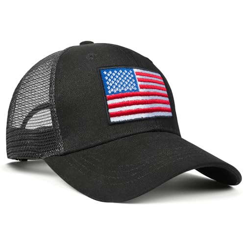 Image of Adjustable State Flag Trucker Hat Mesh Baseball Cap with Embroidered Patch for Men Women