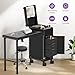 EASYINBEAUTY Rolling Portable Manicure Table with 3 Storage Drawers & Mirror, Lockable Makeup Train Case with Foldable Nail Desk- Cosmetic Travel Case for Mobile Nail Tech & Beauty Salon (Black)