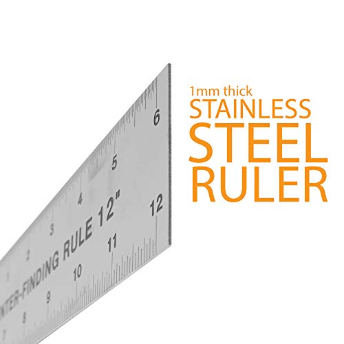 Stainless Steel Center Finding Ruler. Ideal For Woodworking, Metal Work, Construction And Around The Home (12" Ruler) #TOP5