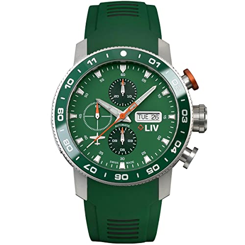 LIV P-51 Titanium 46MM Swiss Automatic Day-Date Chrono Men's Watch - Unidirectional Ceramic Bezel- High-Grade Titanium Case - Sapphire Crystal -  LIV.1591.46.80.SRB888