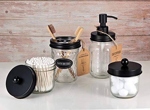 Amolliar Mason Jar Liquid Soap Dispenser -Rustproof Stainless Steel Replacement - Farmhouse Decor For Kitchen/Bathroom,Liquid Soap Pumps For Hand Soap,Dish Soap,Lotions/Black-2 Pack #TOP3