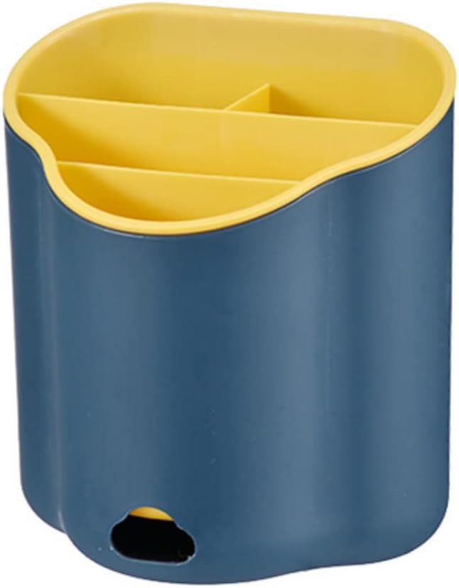 壁掛けキッチン用品ホルダー キッチンカウンター用台所用品オーガナイザー 4コンパートメント カトラリーオーガナイザー (ブルー)