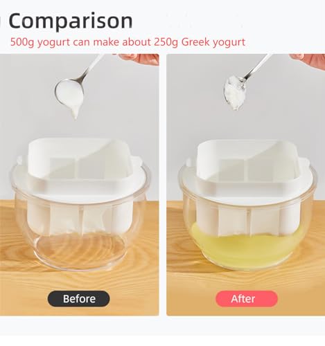 Generic Greek Yogurt Strainer with Lid.Yogurt Filter (1.5QT) with Ultra Fine Mesh,to Makes small batches (600g) of Thick Creamy Greek or Coconut Yogurt, 7.8*7.8*6.1in, White