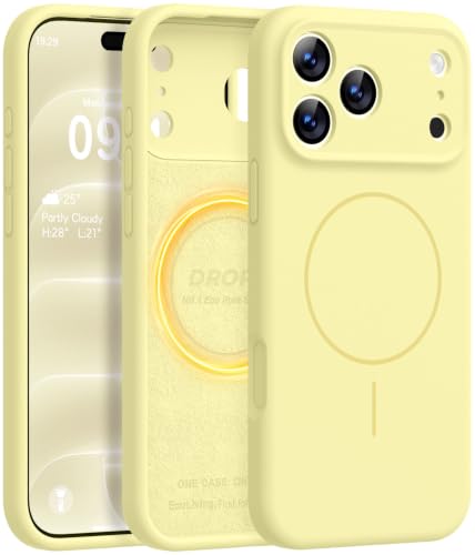 Vooii Magnetic for iPhone 18 Pro Case 6.3" Silicone, Creamy Yellow