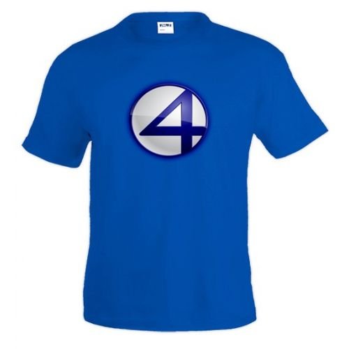 Mx Games Camiseta Cuatro Fantasticos (Logo con número Cuatro) Manga Corta (Talla: Talla S Unisex Ancho/Largo [50cm/69cm] Aprox)
