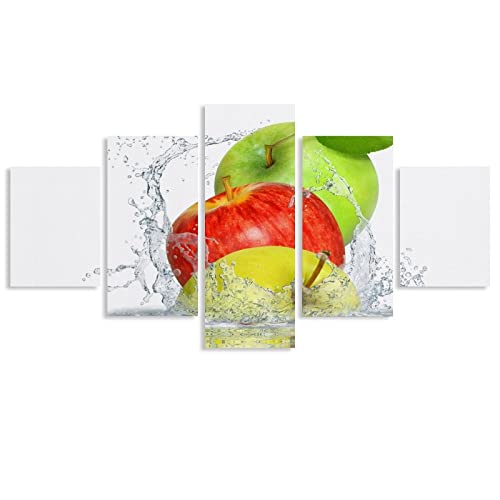 Cxtijkerw Lienzo decorativo para pared, 5 piezas, 5 piezas, diseño de manzana con suplemento vitamínico, lienzo impreso, decoración de pared, 40 pulgadas de ancho x 22 pulgadas de alto, sin marco Cover