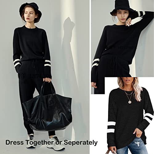 Ekouaer Sweatsuits Womens Loungewear Set Tracksuit Long Sleeve Pajamas Set with Pockets 2 Piece Outfits Lounge Sets3