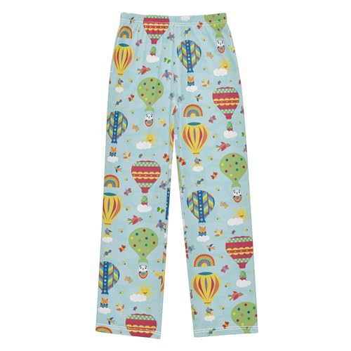 Hot Air Balloon Panda Boys Long Pants Soft Trousers Elastic Waist Kids Lounge Bottoms with Pockets S-XL