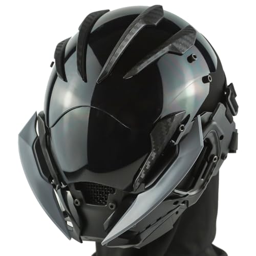 Punk Gothic Mask Helmet for Adult, Mechanical Sci-fi Gear Cosplay Costume Accessory Samurai Futuristic Helmet