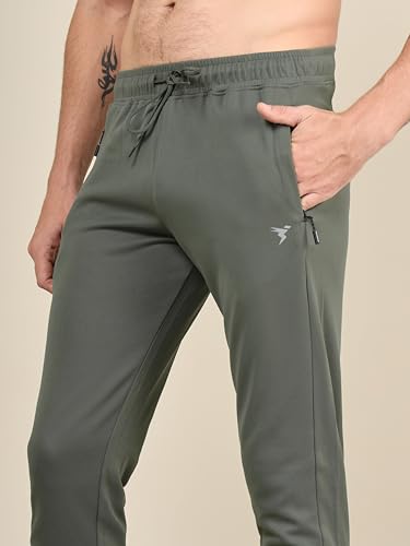 Image of TECHNOSPORT Men's Slim Fit Track Pants with Zip Pockets, ELASTO Plus Quick Dry Stretchable Lightweight Lower for Gym Running Yoga and Sports