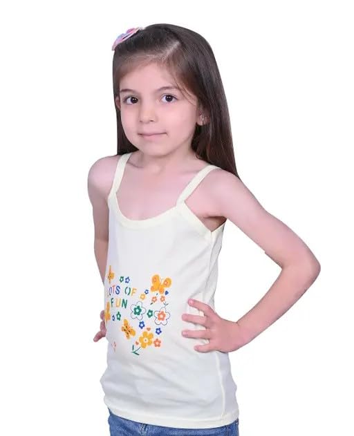 Image of Baby Girls Sleevless Printed Cotton Regular Fit Camisole 0-10 YRS Slips /Vests /Baniyan /Inner Wear, Pack of 6