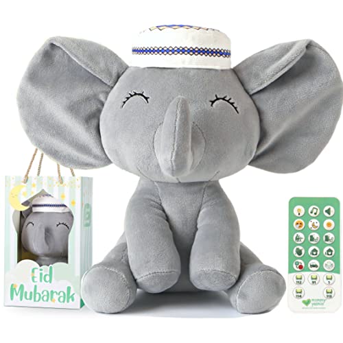 Image of Mommy Yasmin - Soothe & Talking Kufi Elephant | Muslim & Islamic Toy | Eid Gift | Quran & Dua | Interactive+Relaxing | Remote | for Baby+Toddlers+Kids