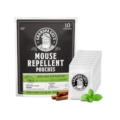 Grandpa Gus's Natural Mouse Repellent Pouches, Cinnamon/Peppermint Oils Repel Mice