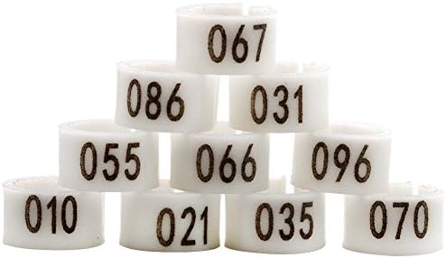 iherdsman 001-100 Multi-color Bird Leg Bands Numbered 8 mm Pigeon Parrot Chicks Leg Band Duck Clip Rings Bands (White)
