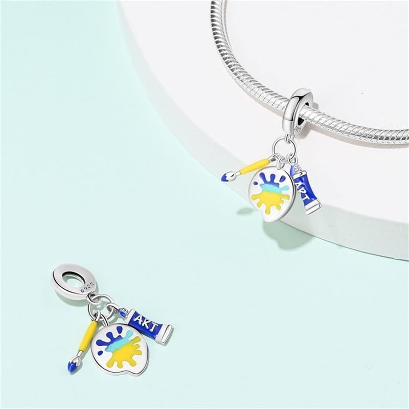 CYCUFF 925 Sterling Silver Charms Suitable for Bracelets Charms Beads, Charm Necklaces Jewellery Gift for Women (Painted Trio Charms) - Image 2