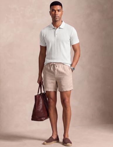 Image of JMIERR Men's Cable Knit Polo Shirts Elasticity Short Sleeve | Men's cable knit polo shirt with elasticity, machine wash, short sleeve, breathable textured knit for spring summer