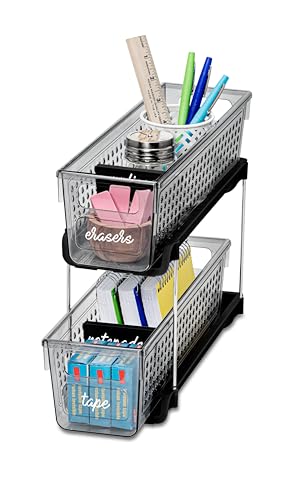 Madesmart Mini 2-Tier Plastic Multipurpose Organizer with Divided Slide-Out Storage Bins, Compact Under Sink and Cabinet Organizer Rack, Carbon - Image 3