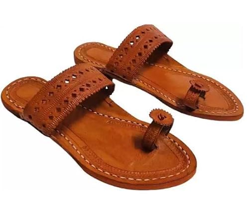 Ambience Sandales Kolhapuri en cuir pour femme et fille Style ethnique durable Taille 38-45 Paduka WK, Semaine 73, 35.5 EU