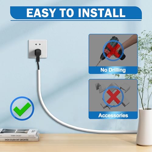 Azonee غطاء كيبل لاصق ذاتي لإدارة الأسلاك على الحائط، مجموعة مجرى الكيبلات لتغطية الأسلاك المرنة من PVC لإخفاء الأسلاك على الأرضية، غطاء حماية للكيبلات للمنزل والمكتب، 3 متر