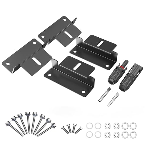 Solar Panel Mounting Z Brackets,Solar Panel Brackets, Solar Panel Mount, Aluminum Corrosion-Free Construction for RVs, Trailers, Boats, Yachts, Wall and Other Off Gird Roof Installation，Black