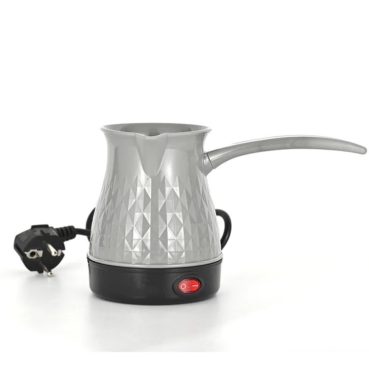 VIO® Electric Hot Water Milk Tea Coffee Kettle Stainless Steel Greek Turkish Coffee Maker Portable Electric Portable Heating Machine Portable Hot Pot (Grey 1)