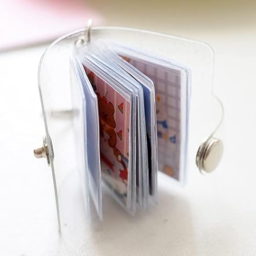 Wentoenapp Clear Mini Photo Album 16 Pockets Mini Photos Holder Keychain Jelly Color Card Holder 2 Inch Photos Holder Portable Key Chain, Photo Albums, Frames and Accessories, Car Keychain (1inch)