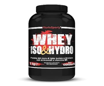 FlorioSport Proteine in Polvere | Whey Protein Iso & Hydro 2000 g Proteine del Siero del Latte Isolate ed Idrolizzate per la Crescita e mantenimento della Massa Muscolare (Cioccolato)