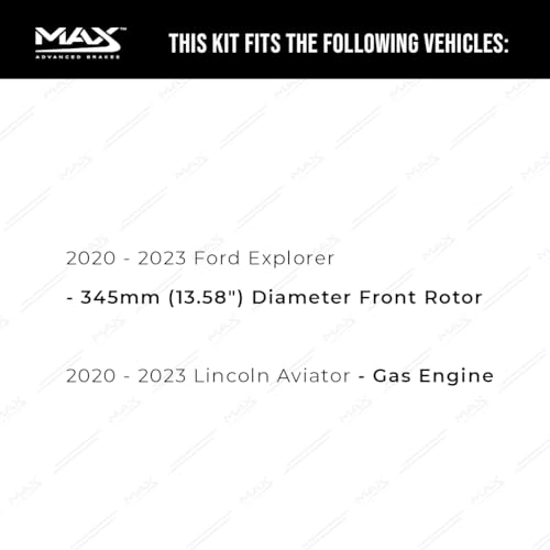 Image of Max Advanced Brakes Front Brake Kit Compatible With 2020-2023 Ford Explorer Compatible With Lincoln Aviator Gas Engine Replacement Premium OE Disc Brake Rotors and Ceramic Brake Pads