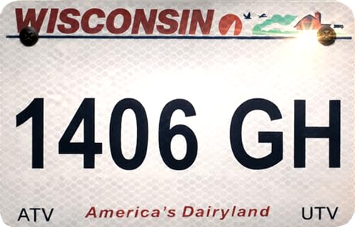 Wisconsin Reflective ATV/UTV License Plate 2026 DNR Compliant Metal Tag High Visibility Day & Night Rust-Resistant Aluminum