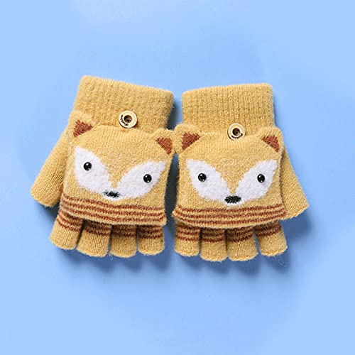 Image of Holiberty Cute Baby Kids Winter Fingerless Gloves Toddler Boys Girls Cartoon Christmas Elk Knit Mittens Warm Snow Gloves 2-8Y