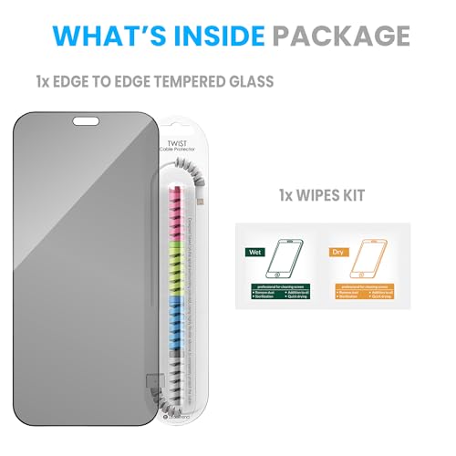 Image of FIRST MART Privacy Anti-Spy Tempered Glass for Honor 600 Lite With Installation Kit | Military-Grade Gorilla Screen Protector & Cable Guard | Edge to Edge Coverage | Black