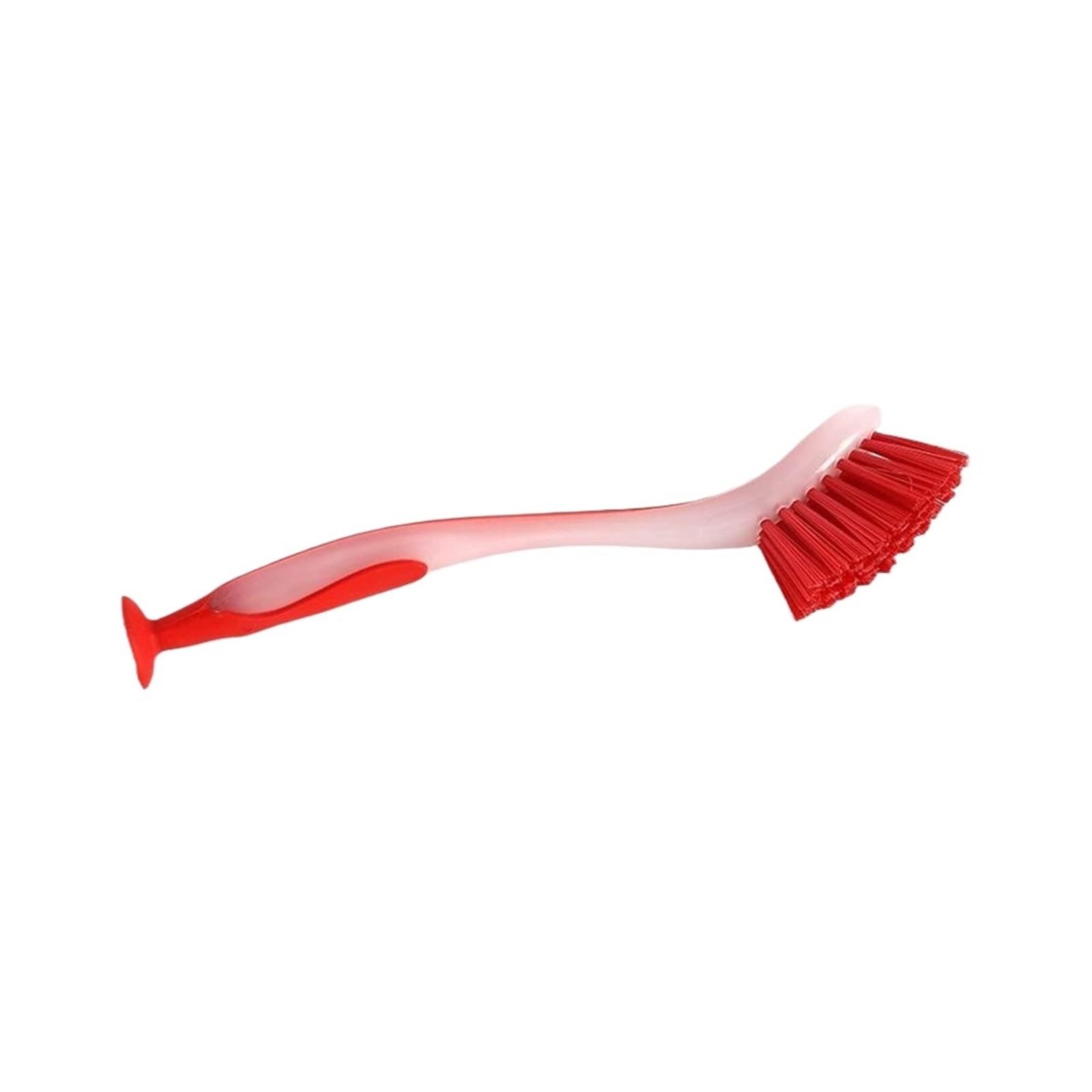 4pcs Multifunctional Pot Cleaning Brush Vertical Dishwashing Kitchen Suction Cup Type Sink Scrub LongHandle Tool(Red)