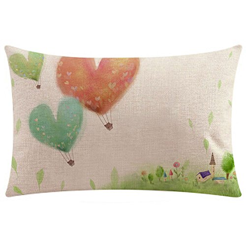 Sencillo Vida Fundas De Cojin Almohada Caso de Lino Pillow Case Sofa Cushion Decoración del Hogar para Salón, Dormitorio, Oficina, Cama o Coche, (30 x 50 cm) Valentine's Day Hearts
