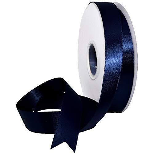 Image of Morex Ribbon 088 Double Face Satin Ribbon, 7 /8 Inch by 50 Yards, Navy