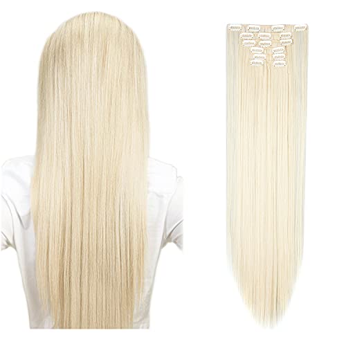 Clip in Hair Extensions 26 Inch Hair Extensions Clip in Hair Clip in Extensions Hair 6pcs Bleach Blonde