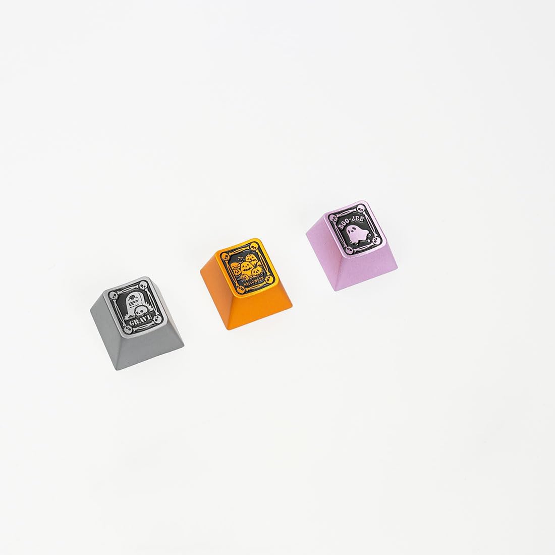 Keycaps for Mechanical Keyboard, Halloween Aluminum Alloy Cute Keycaps for R4-1U ESC Row, Original-Profile 220-Grit Anodizing, 3PCS