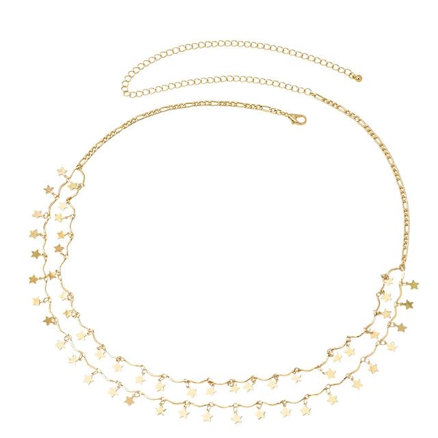 Metal Double-Layered Star Belly Chain | Adjustable Waist Link Body Jewelry for Women-image-41