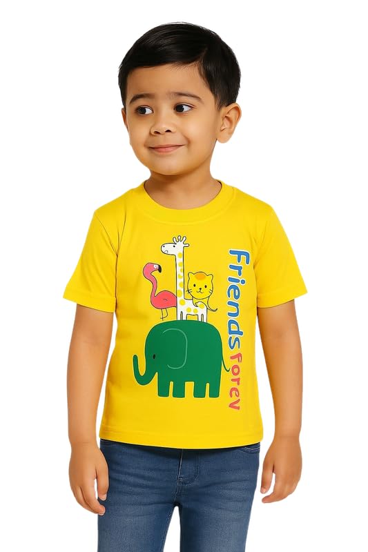 Image of Trendy Printed Cotton Blend Half Sleeve T-Shirt for Boys - Pack of 2