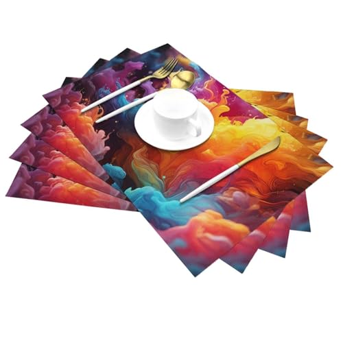 Sets de table antidérapants et lavables avec fond coloré isolant thermique - 4