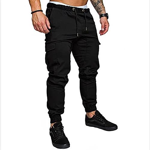 Mens Cargo Pants Casual Lightweight Elastic Waist Drawstring Jogger Pants with Pockets2