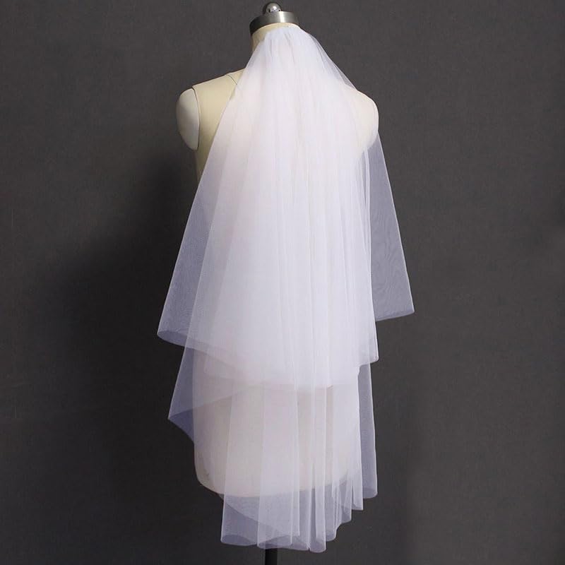 Miniatura 5 de Velo de novia corto de novia velo de pelo blanco velo de tul blanco velo corto velo de fiesta para novias y mujeres, Blanco