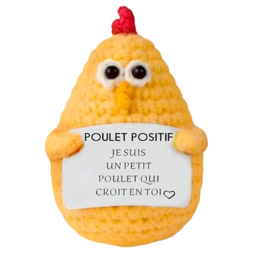 Regalo Original Mujer Hombre, Pollo Positivo Divertido y Motivador, Peluche Cumpleaños, Navidad, Amigo Invisible, Decoración Oficina y Hogar, Idea Graciosa Pareja (Pollo en Frances)