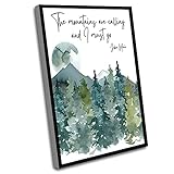 Office Wall Decor,John Muir Quote The Mountains Are Calling,Forest Watercolor Painting,Nature Gifts,Cabin Decor,Earth Day Outdoor,Landscape Man Cave,8x12 Inch Framed Wall Art