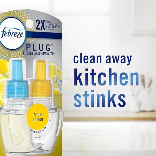 Febreze Odor-Fighting Fade Defy Plug Air Freshener (2) of 0.87 fl oz Refills (Fresh Lemon)