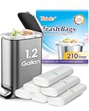 1.2 Gallon 210 Counts Strong Trash Bags Garbage Bags, Bathroom Trash Can Waste Basket Liners, Small Plastic Bags for home office kitchen, fit 5 Liter 5L, 1 Gal, Clear