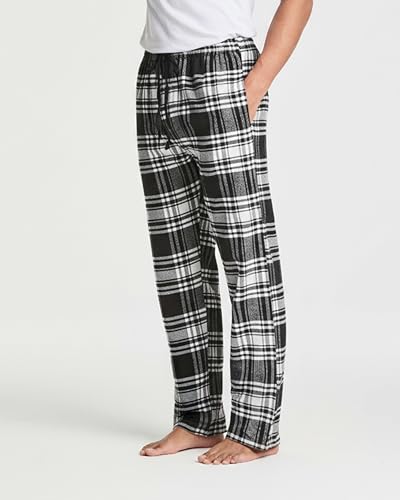 Image of Real Essentials 3 Pack: Men's Soft Cotton Flannel Pajama Pants PJ Lounge Bottoms Elastic Waist Pockets (Big and Tall)